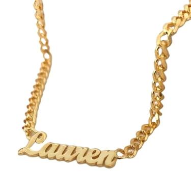 Imagem de Colar com nome de aço inoxidável banhado a ouro personalizado, joias modernas estilo punk para mulheres e homens