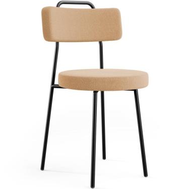 Imagem de Cadeira Decorativa Estofada Para Sala De Jantar Barcelona L02 Bouclê Mostarda