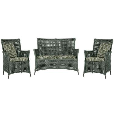 Imagem de Jogo Sofá E 2 Poltronas Igapó Alumínio Marrom E5 Trama Verde