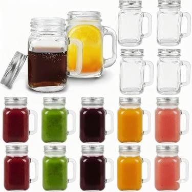 Imagem de Kingrol Pacote com 16 copos de shot de 59 ml com tampas, frascos de vidro para bebida, sobremesa, vela, artesanato