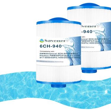 Imagem de Savener Cartucho de filtro de spa para banheira de hidromassagem 6CH-940, compatível com PWW50P3 (rosca grossa de 3,8 cm), Unicel 6CH-940, Filbur FC-0359, 817-0050, 03FIL1400, 25252, 378902, PWW50, 45