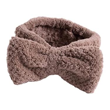 Imagem de barenx Faixa de cabeça SPA macia e confortável para cuidados com a pele tiaras de maquiagem para lavar o rosto feminino laço elástico ajustável - marrom escuro