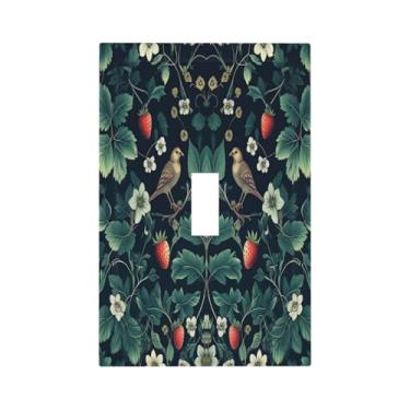 Imagem de Naiqadnehz Capa decorativa para interruptor de luz, morango, pássaros, flores, planta, morris, floral, 1 grupo, dispositivo de alternância, placa frontal elétrica, decoradora, placa de parede para