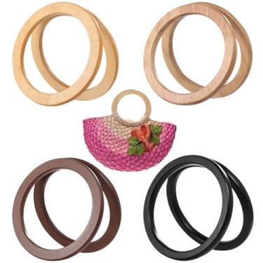 Imagem de LUMINFLY 8 alças redondas de madeira em 4 cores, alças decorativas para crochê e bolsas de praia