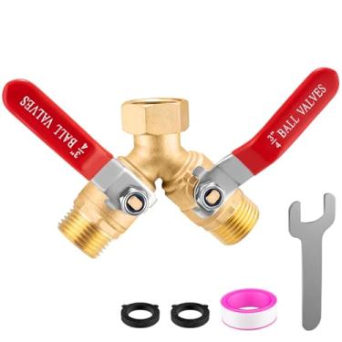 Imagem de Divisor de mangueira de jardim resistente de 2 vias, divisor de mangueira de água de latão de alto fluxo com alça longa, mangueira de jardim de 3/4 polegadas, divisor de mangueira de válvula Y de