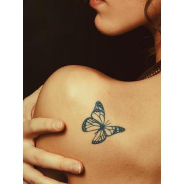 Imagem de 4 peças adesivos de tatuagem de suco de ervas, simples, delicados, padrão de borboleta, presente de festa, suco, braço, perna, pulso, costas, corpo, impermeável, adesivo de tatuagem