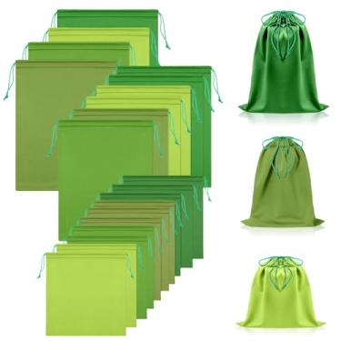 Imagem de Hillban 20 bolsas de brinquedo de cetim com cordão organizador de brinquedos de seda bolsa de presente leve multiuso dobrável bolsa de viagem para mulheres e homens, 3 tamanhos (M, G, GG, verde