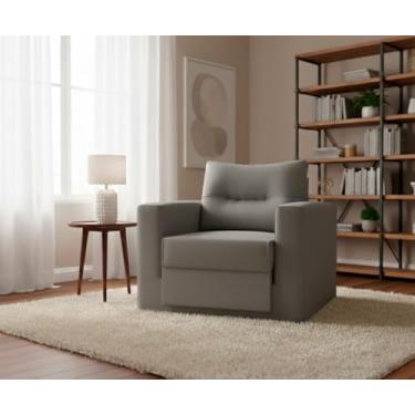 Imagem de Poltrona Cama Solteiro Retrátil Marissol Veludo Sofisticado (Cinza)