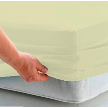 Imagem de Lençol Casal Avulso 200 Fios 100% Algodão Com Elástico (Amarelo)