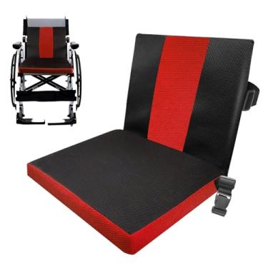 Imagem de SCRMMQH Almofada de assento macia para cadeira de rodas para adultos, laváveis para idosos, almofadas grossas para assento antiderrapante e suporte lombar (preto + vermelho)