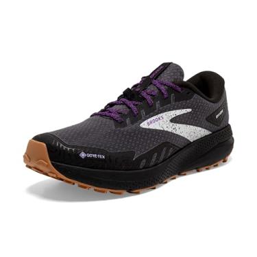 Imagem de Brooks Tênis de corrida feminino Divide 4 GTX impermeável para trilha, Preto/Pérola Negra/Roxo, 35