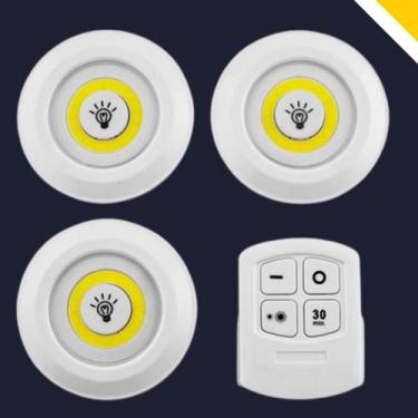 Imagem de Lâmpadas Led Spot Sem Fio Kit 3 Controle Remoto Portátil - Relet