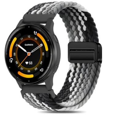 Imagem de Folavii Pulseira De Nylon Trançado Magnético 20 Mm Compatível Com Pulseiras Relógio Garmin Vivoactive 6/Vivoactive 5/3/3, Elástica Liberação Rápida Para Venu Sq 2/Forerunner 55/165/245/645