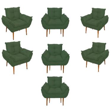 Imagem de Kit 07 Poltronas Decorativas Opala Retro Consultório Cor:verde