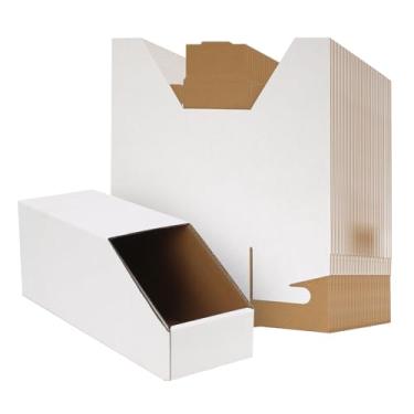 Imagem de EXYGLO Caixas de armazenamento de papelão empilháveis, pacote com 30, caixas de papelão de 30 x 10 x 11 cm com tampa, caixas organizadoras de papelão ondulado para despensa, prateleiras, garagem