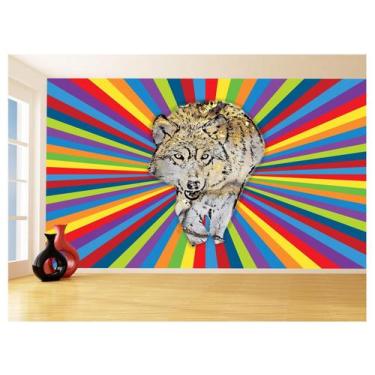 Imagem de Papel De Parede Animais Pop Art Lobo Colorido 3,5M Pxa605 - Você Decor
