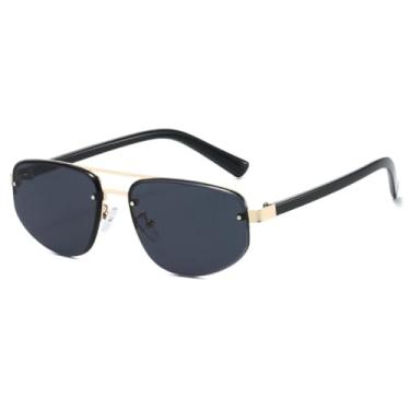 Imagem de Óculos de sol com armação de metal, óculos de sol femininos modernos, retrô, com proteção solar dupla, para homens (C1 preto)