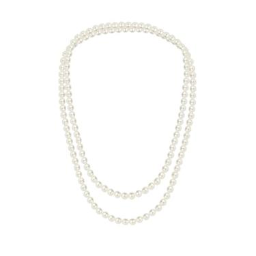 Imagem de Joias de fantasia Gatsby da década de 1920 para festa de casamento – Colar longo de pérolas falsas de 150 cm para mulheres, design elegante vintage