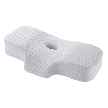 Imagem de WeiLaiKeQi Travesseiro de apoio para pescoço, travesseiro cervical leve ergonômico com fronha removível, travesseiro de cama respirável para homens e mulheres, Branco