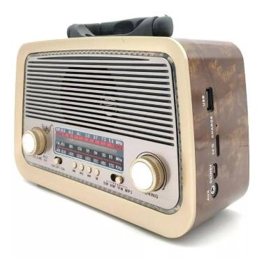 Imagem de Rádio Retrô Vintage Am Fm Sw Mp3 Com Lanterna Recarregável