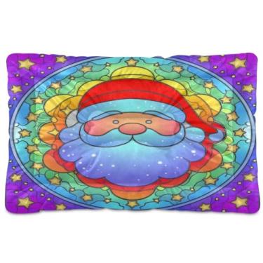 Imagem de Blueangle Cama de Papai Noel ultra macia e calmante para cães pequenos, cama retangular confortável para animais de estimação, 24 x 18 polegadas (764)