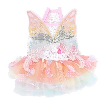 Imagem de Vestido de princesa para cães, anágua borboleta arco-íris para cães pequenos, moda para meninas, cães e gatos, suprimentos para animais de estimação (M)