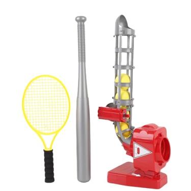 Imagem de Jectse Máquina de Arremesso Automático de Tênis de Beisebol 2 Em 1, Bastão Retrátil e Raquete Elástica para Meninos e Meninas, Com 3 ângulos Ajustáveis ​​para Treinamento Esportivo (vermelho)
