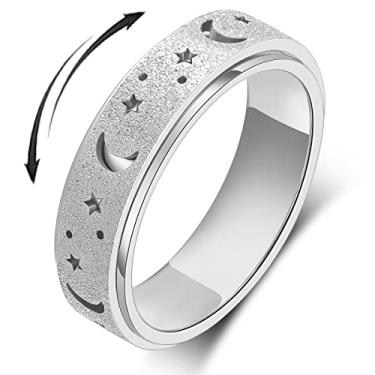 Imagem de OreilleStar Anxiety Ring for Women Spinner Ring: Fidget Ring Anxiety Relief Items Spinner Rings for Anxiety Fidget Rings for Anxiety for Women Anti Anxiety Fidget Ring Men Teens Silver Size 8