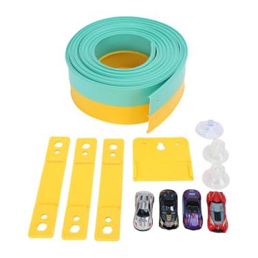Imagem de Depisuta Pista de Corrida Flexível para Crianças, Pista de Corrida Flexível Com Carros de Corrida e Ventosas, Pista de Corrida Portátil Roll Up Race Track, Pista Flexível para Meninos e (Amarelo
