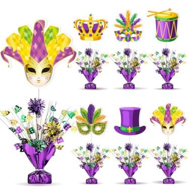 Imagem de 6 peças de mesa de centro de mesa de carnaval de plástico metálico decoração de carnaval decoração de mesa de baile de máscaras com glitter decoração de mesa com recortes de carnaval para festival