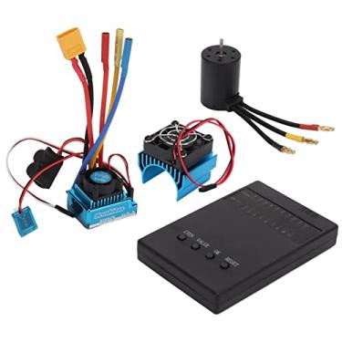 Imagem de Motor sem escova Ainoli 3650 2300KV + 120A Brushless ESC XT60 Versão plug + placa de programação + conjunto de ventilador de resfriamento do motor para carro RC 1/8 1/10