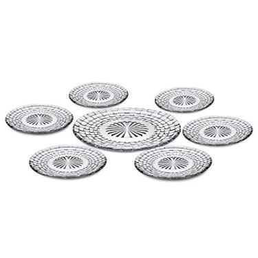 Imagem de Conjunto de Pratos de Vidro Rattan 7 Peças, Euro, VDR7589, Transparente, Euro Home