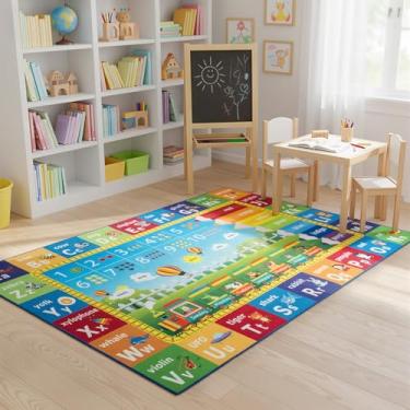 Imagem de ST. BRIDGE Educational Kids Rug for Playroom 3x5 Feet, Non Slip Play Mat with ABC Alphabet, Numbers & Animals for Toddler Preschool Nursery Classroom, Soft Washable Area Rug for Early Learning