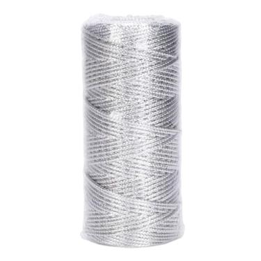 Imagem de KiBcsLic Barbante de embrulho com glitter, profissional, para embalagens de presentes, caixas de presente, barbante de confeiteiro, decorativo para artesanato, Prata