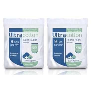 Imagem de Compressas de Gaze 9 Fios Não Estéril 1000 Unidades | 8 Camadas | 5 Dobras | 100% Algodão