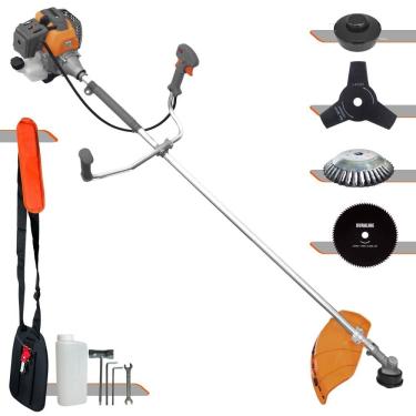 Imagem de Roçadeira Robusta Tekna RL520P À Gasolina 2T 52cc 2HP 4 Opções de Corte Com Lâmina 3 Pontas, Lâmina 80 Dentes, Escova de Aço e Carretel de Nylon