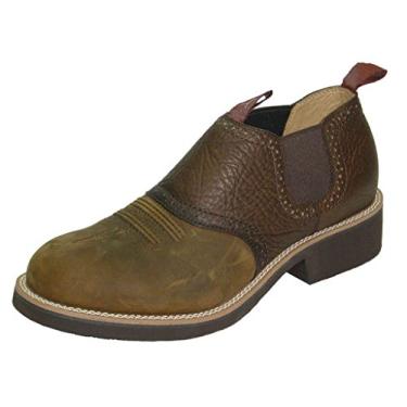 Imagem de Twisted X Botas masculinas de bico quadrado cowboy de 25,4 cm – Bota de trabalho de bico quadrado feita à mão com couro de flor integral, forro de malha de ar, sola de borracha, palmilha removível e