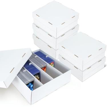 Imagem de MnnktClair Pacote com 6 caixas de armazenamento de cartões colecionáveis – Estojo de papelão dividido com 4 linhas, compatível com carregador superior com um toque para armazenamento de cartões