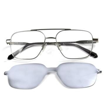 Imagem de JRLLFD Óculos de sol polarizados magnéticos de liga metálica, masculinos, com clipe magnético para mulheres (óculos prateados)