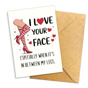 Imagem de Cartão I Love Your Face especially When You're Close to Me Cute Romantic Naughty but Sweet Greeting for Boyfriend Girlfriend Husband Wife Fun Anniversary Valentine Card Single 5.3''x20'' Dobrado com