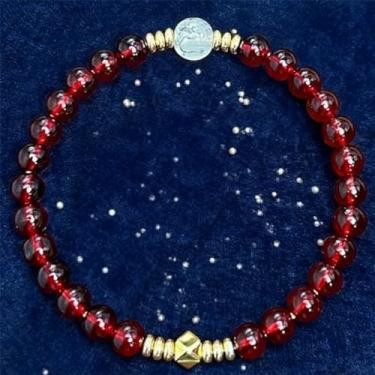 Imagem de Pulseiras elásticas com contas para mulheres, pulseira de quartzo transparente granada para vitalidade bem-estar presente da sorte para confiança, coragem, One Size, Pedra, Sem Pedra Preciosa