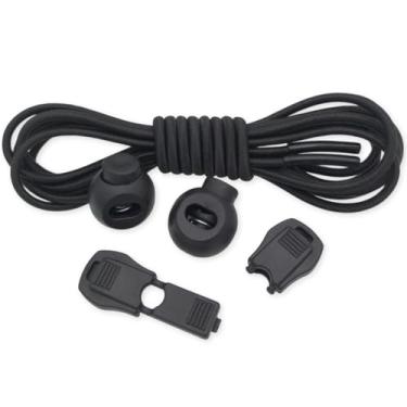 Imagem de Cadarço Elástico Ajustável para Tênis, Sistema Prático sem Amarrar, com Regulador e Ponteiras, para Corrida e Caminhada de Adultos e Crianças (Preto)