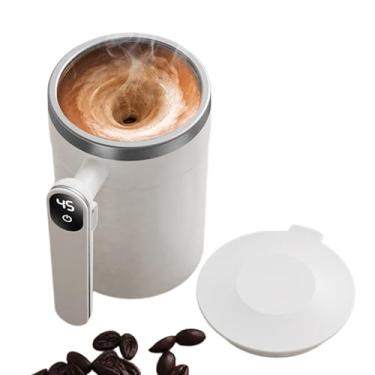 Imagem de Copo de Café com Agitação Automática,Elétrica Inoxidável A Recarregar Por USB Com Termógrafo LCD Integrado,Caneca de Agitador Automático - para Piqueniques e Aventuras no Frio Chá Leite Caminhadas