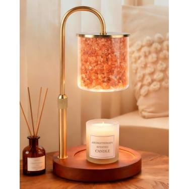 Imagem de ARVIDSSON Lâmpada de aquecedor de velas com sal rosa do Himalaia, temporizador e aquecedor de vela regulável para velas em jarra, presentes de aniversário para mulheres mães, presentes de aquecimento