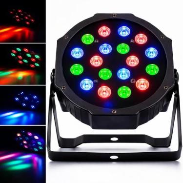Imagem de Canhão Refletor Rgb Jogo De Luz 18 Led Mistura De Cores Ritmico TB0626