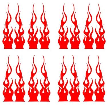 Imagem de Adesivo de vinil refletivo de chama, 16 peças, à prova d'água para carro, veículo de pista, motocicleta, bicicleta, skate e laptop, 15 cm/5,9 pol (vermelho)