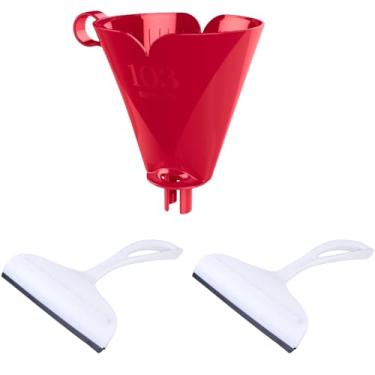 Imagem de Conjunto de 2 Rodo Plástico Multiuso Branco com Raspador 18cm + 1 Suporte de Filtro de Café Tam. 103 Vermelho