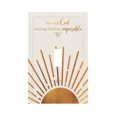 Imagem de VGHOKO Mid Century Boho Sun Inspirational Quote Single Toggle Light Switch Covers Decorativo Abstrato Ouro Nascer do Sol 1 Gang Placa de Parede Elétrica Dimmer Placa Frontal para Decoração de Banheiro