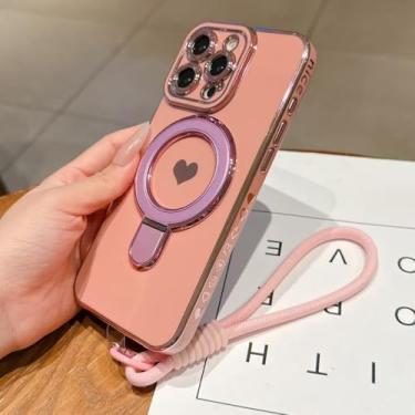 Imagem de HJZSZX Capas de TPU revestidas com alça de pulso para iPhone 16E com suporte para mulheres (para iPhone 16E/rosa)