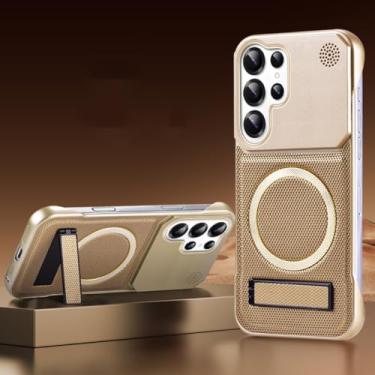 Imagem de Capa magnética de cor sólida sem borda com aromaterapia para Samsung S25 Ultra S23 S22 S24 Ultra Plus (para Galaxy S23/Dourada)